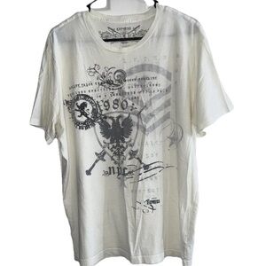 Express Men's Graphic T-Shirt Crew Neck Short Sleeve White/Gray Vintage XL